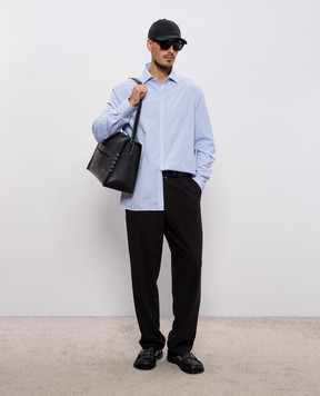 JW Anderson Blue striped shirt with monogram SH0367PG1890