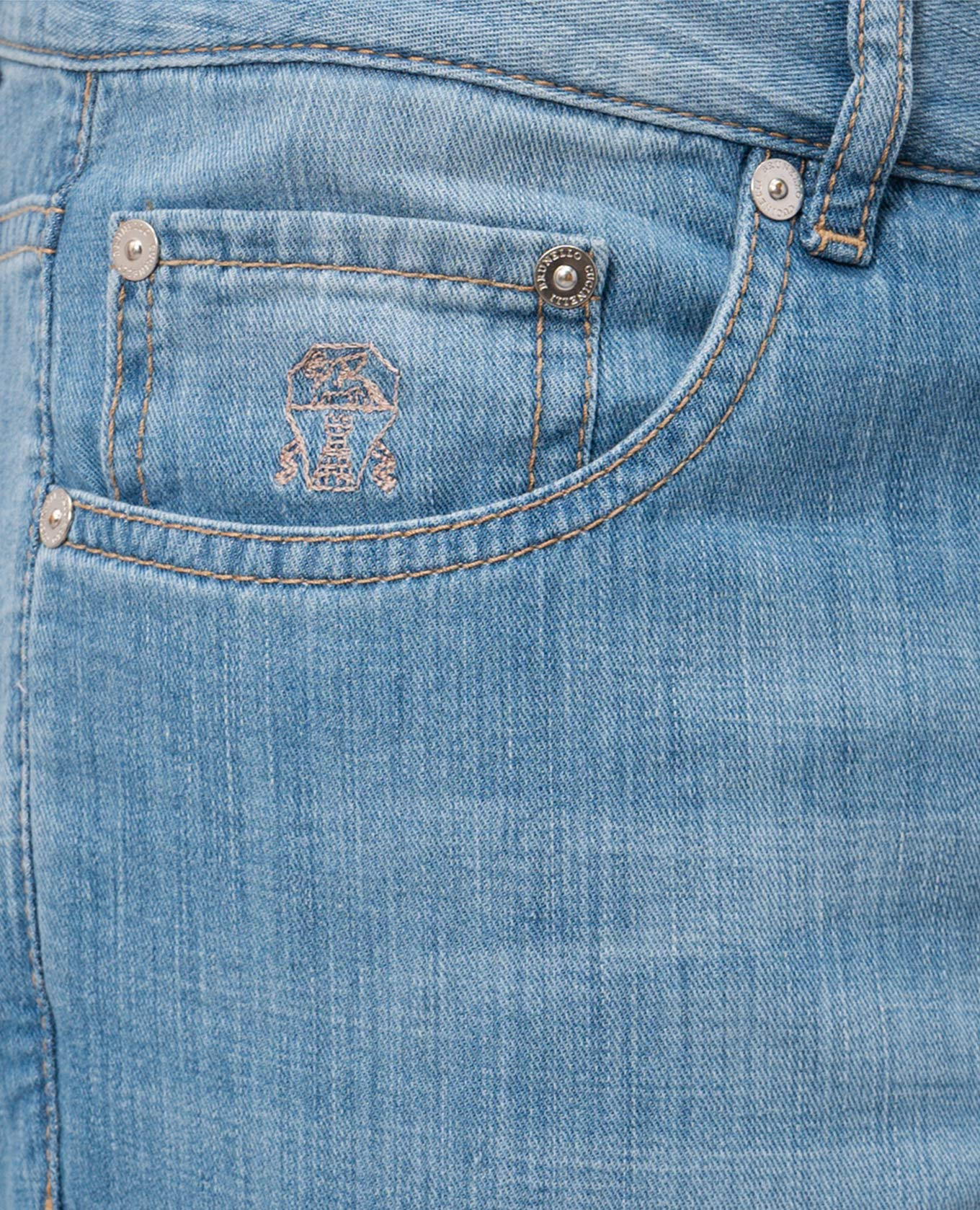 Blue jeans with embroidered emblem Brunello Cucinelli 5