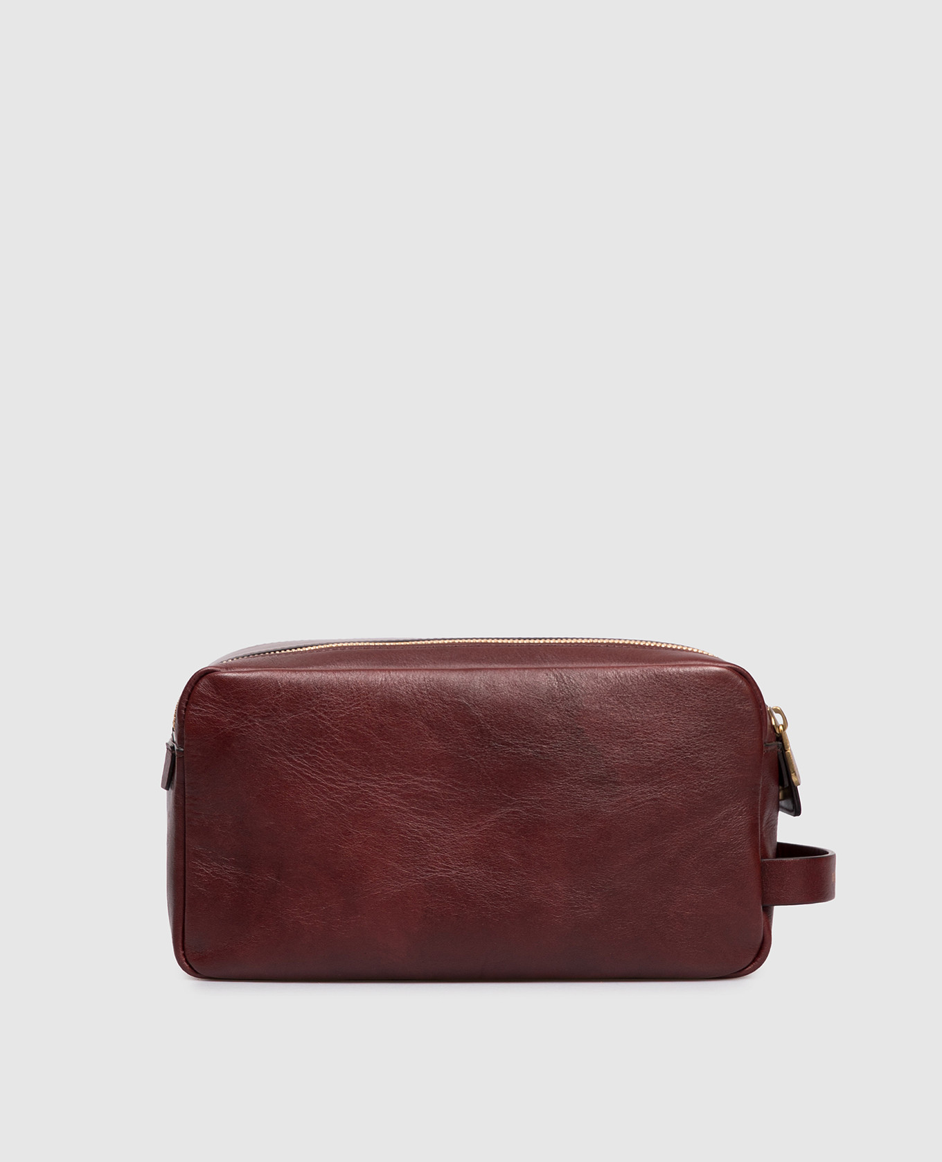 

Burgundy leather toiletry bag with logo Brunello Cucinelli