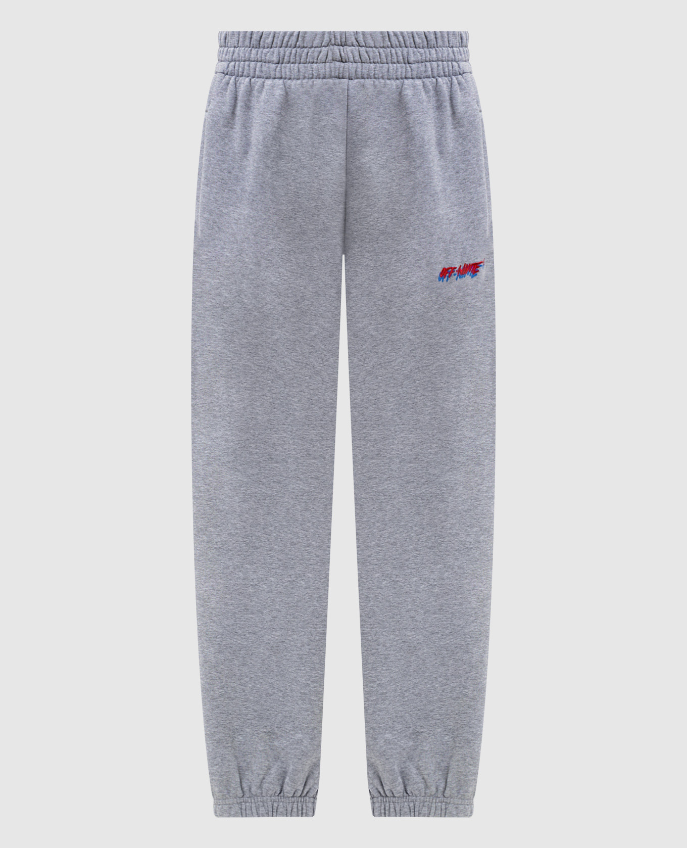 Grey melange joggers with logo embroidery