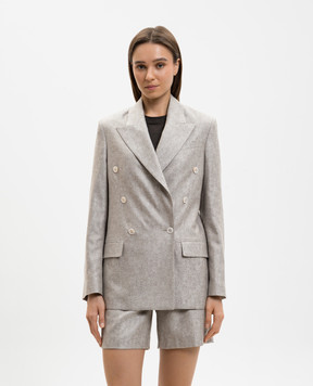 Marco Pescarolo Afrodite beige double-breasted silk and cashmere jacket AFRODITED5387