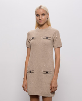 Brunello Cucinelli Beige dress with sequins MDV745A90