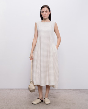 BOBOUTIC Ivory silk and linen midi dress 5022