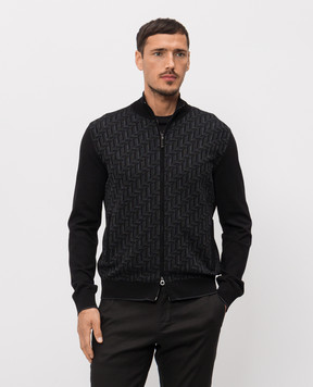 Stefano Ricci Black cardigan with silk K818108R31F26174