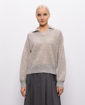 Brunello Cucinelli Gray wool sweater with lurex MGG270505P