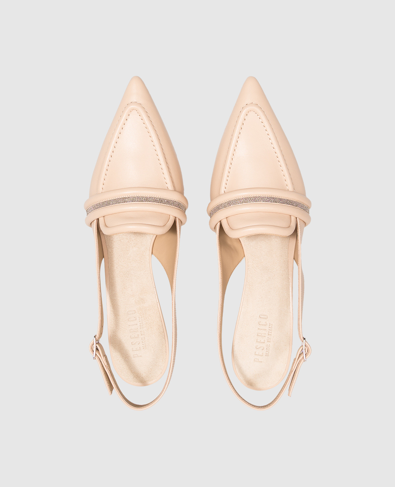 Beige leather slingbacks with monil chain Peserico 4