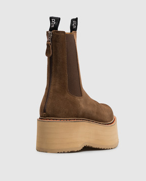 R13 Brown Suede Double Stack Chelsea Boots R13S024507