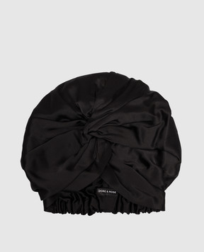 Dore & Rose Black silk sleep cap PREMIUMSILKBONNET