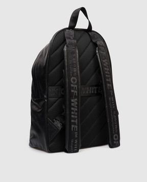 Off-White Black leather backpack with textured logo OMNB126S26LEA001