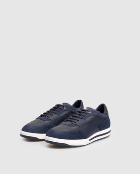 Stefano Ricci Blue leather sneakers with monogram UG34G6706SDPMRW