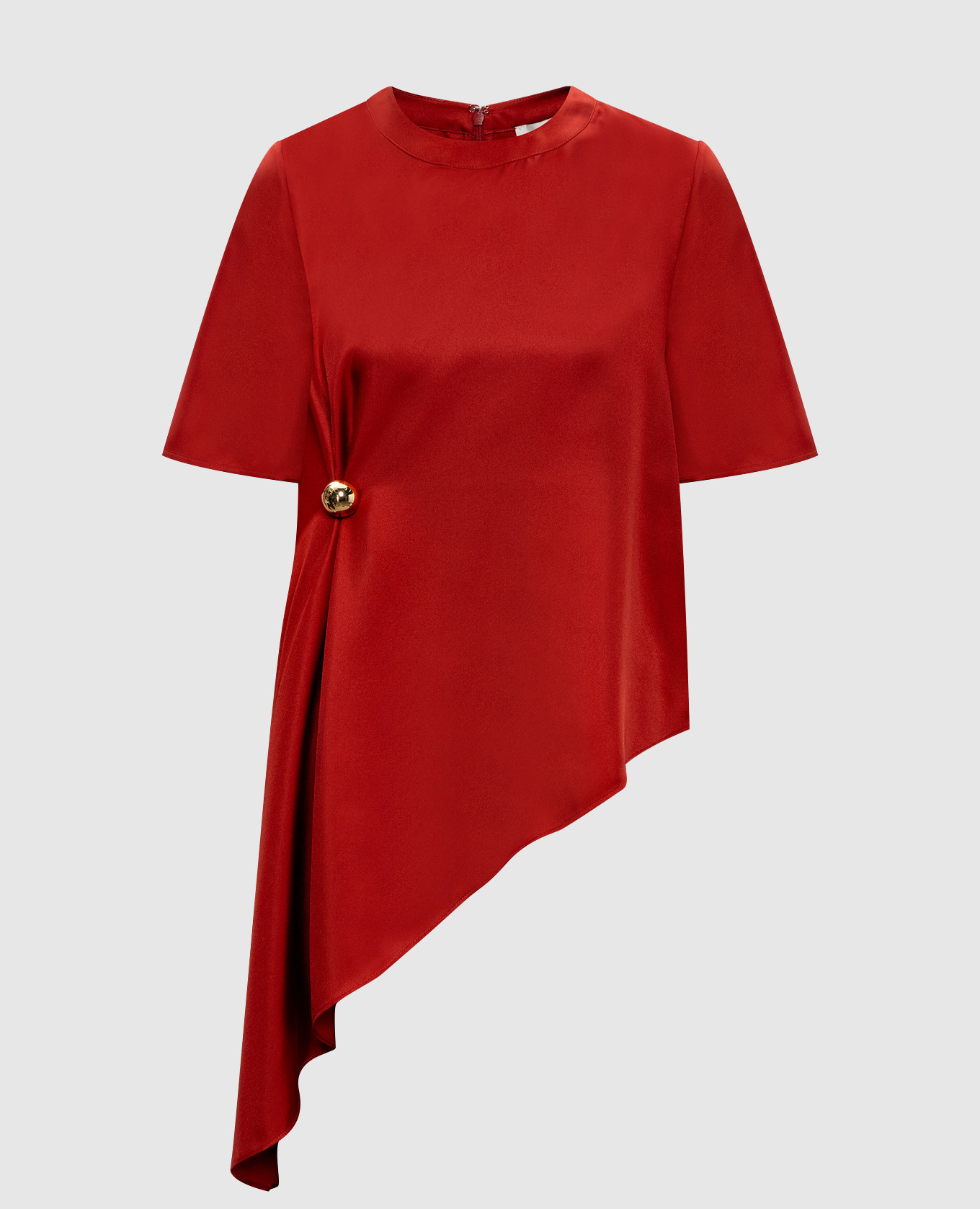 Terracotta Asymmetric MADEA Silk Blouse