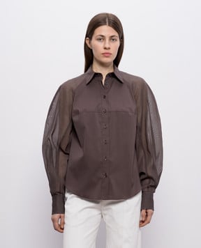 Brunello Cucinelli Brown blouse with monil chain M0091MO516