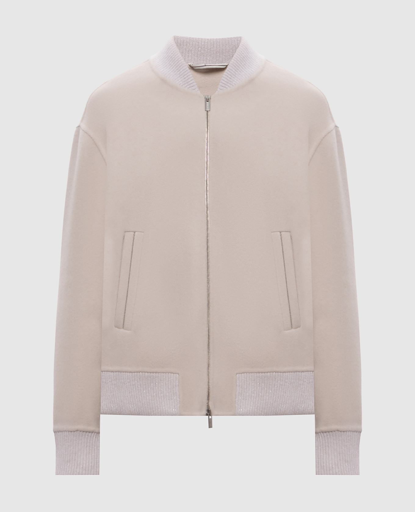 Beige bomber jacket with wool and cashmere