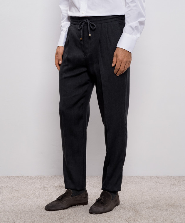 Brunello Cucinelli - Gray linen and wool pants MZ408E1710 - shop