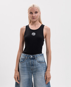 Vetements Black ribbed tank top MH27TT249B