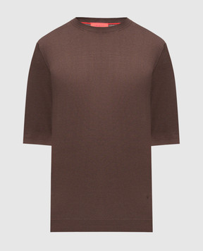 ISAIA Brown silk T-shirt MG8260Y0470