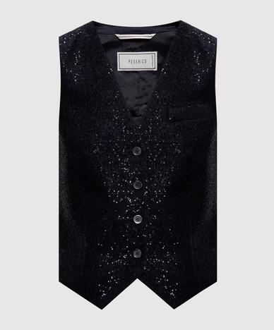 Blue sequined wool vest