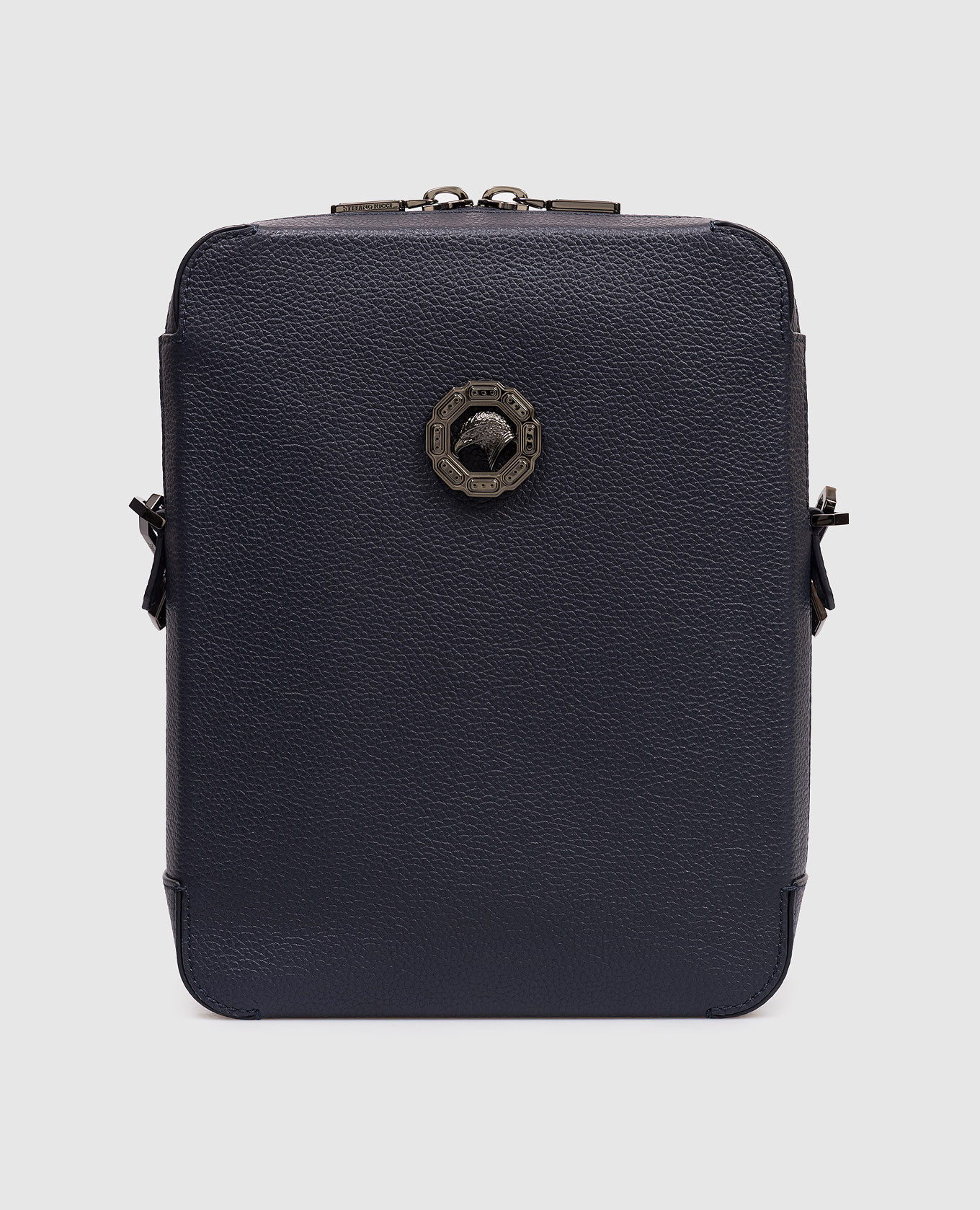 

Blue leather bag with eagle head emblem Stefano Ricci