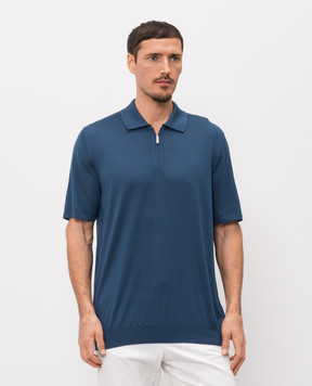 Bertolo Cashmere Blue silk polo shirt 9002700000265860