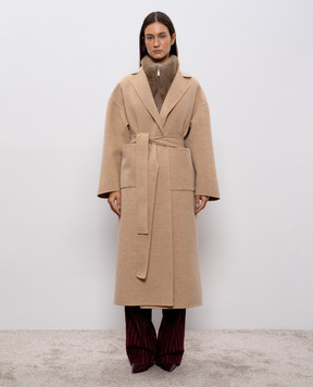 Babe Pay Pls Beige wool and cashmere coat with a smell AMAYUGA
