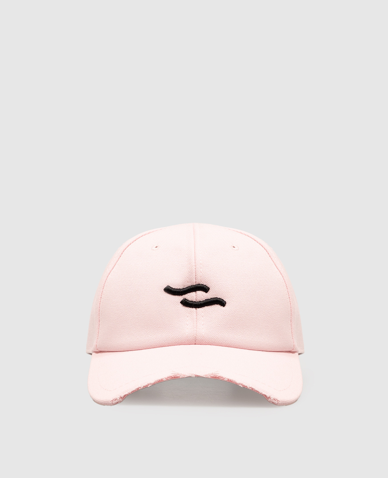 Pink cap with embroidered emblem