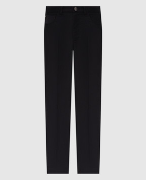 Stefano Ricci Black wool trousers with logo patch M8T63B0050T989U