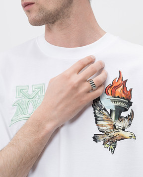 Off-White Silver ring with Diag emblem OMOC07NC99MET001