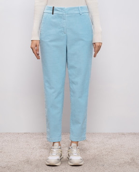 Peserico Blue corduroy pants P04763T303277