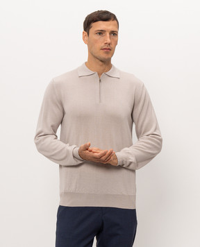 Cashmere&Whiskey Beige wool, silk and cashmere polo shirt 474Z