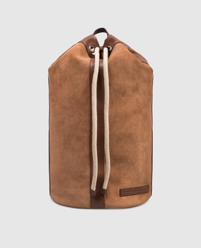 Brunello Cucinelli Brown suede backpack with logo patch MBDMBU433P