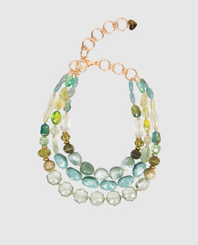 Dolman Bijoux Green layered necklace with cabochons 75051