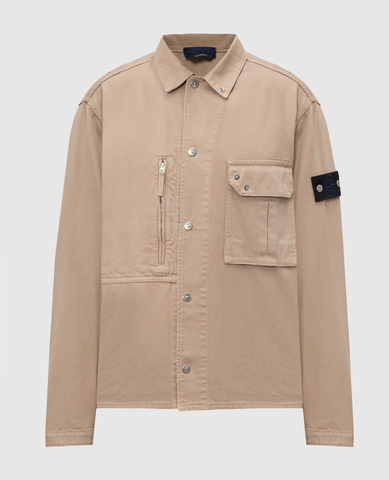 

Beige jacket with logo patch Stone Island