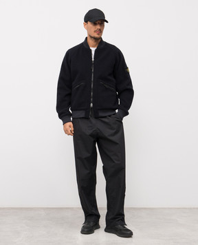 Stone Island Blue wool bomber jacket with logo K2S154100111S0214