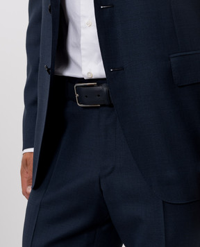 Santoni Blue leather belt with embossed logo CM35VS003B91EMIA