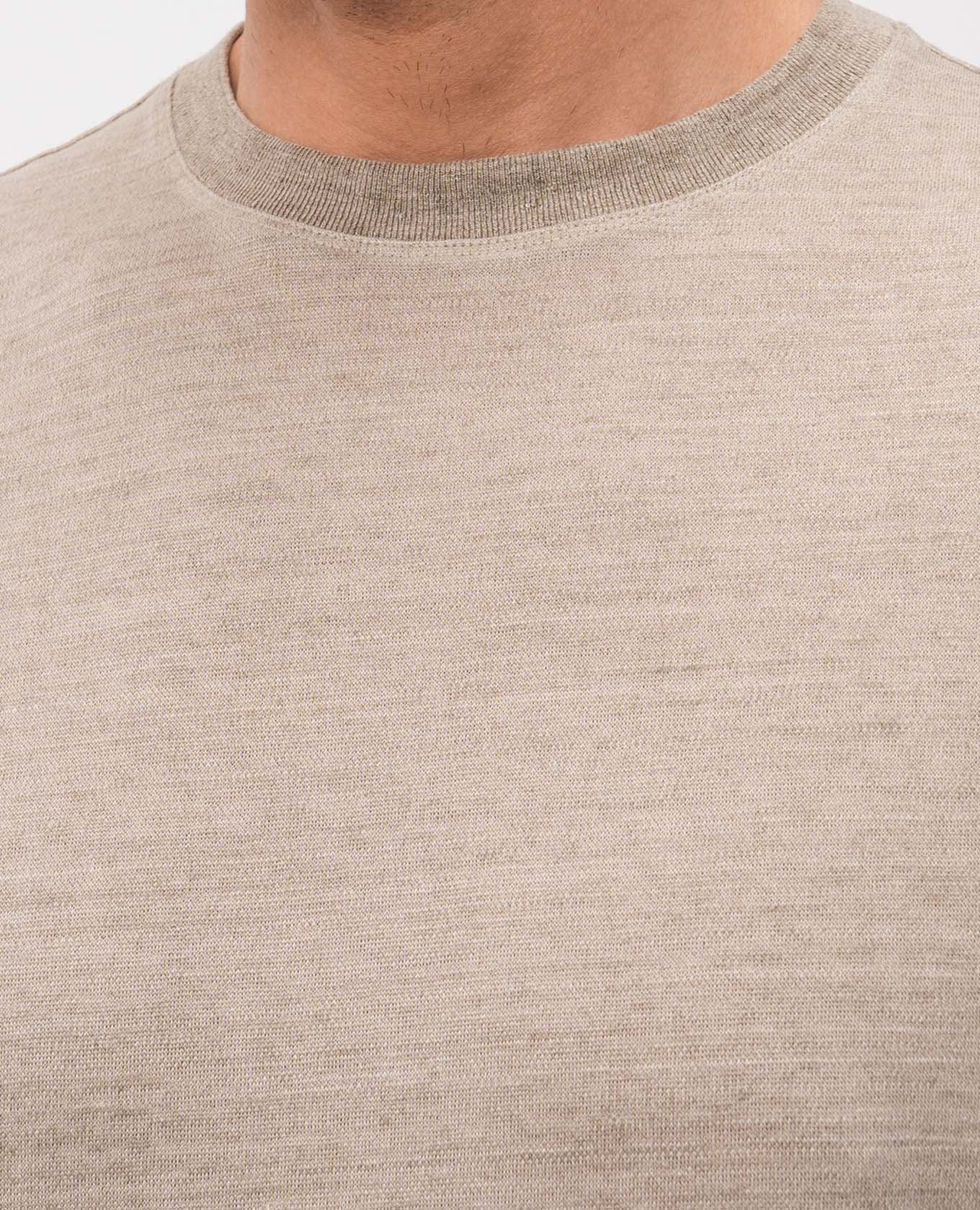 

Beige linen T-shirt with logo embroidery Agnona