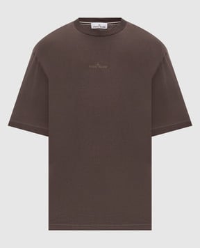 Stone Island Brown T-shirt with logo print L2S152100001S0E19