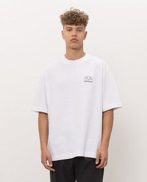 Off-White White T-shirt with logo and emblem print 44MAA120F26J01E