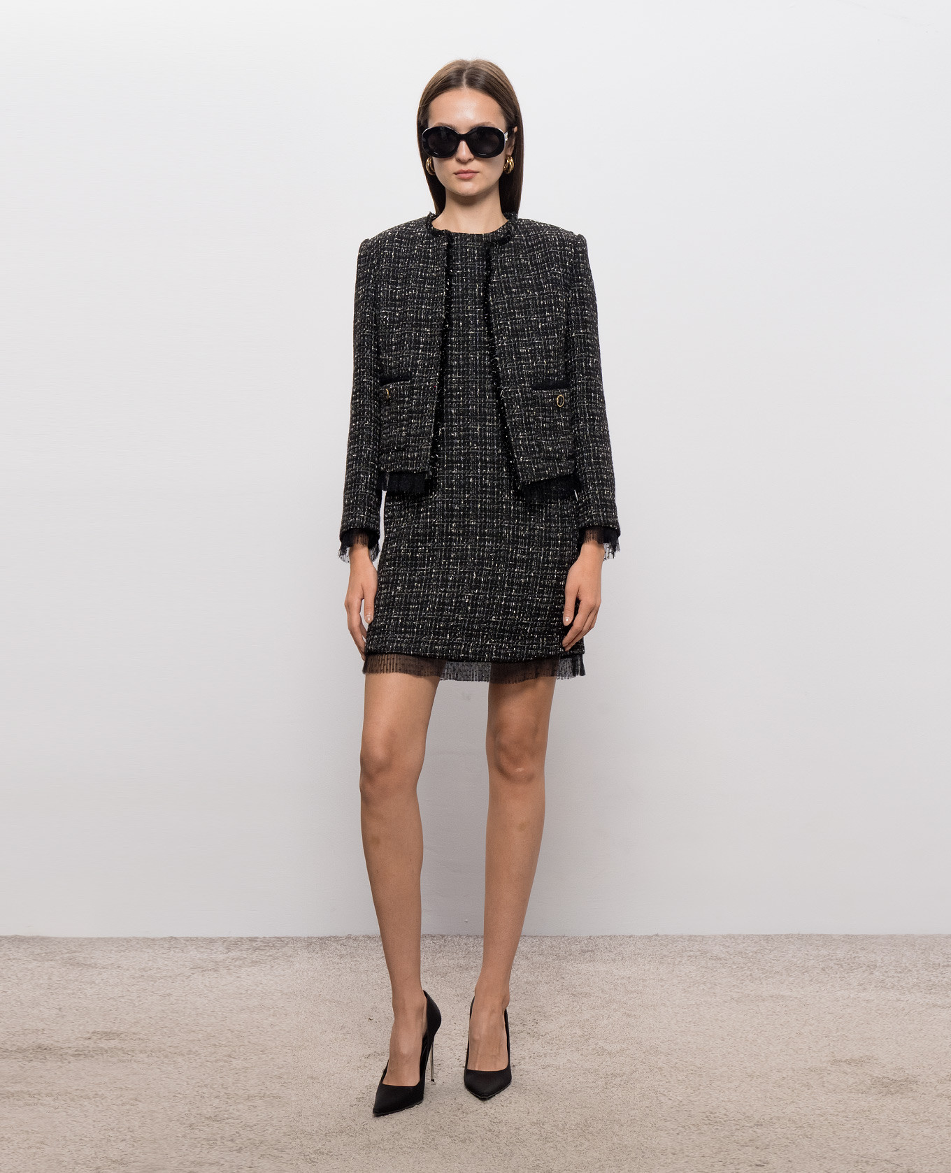 Black tweed jacket Twinset 2