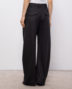 Brunello Cucinelli Gray wool pants with monil chain MP550P9026