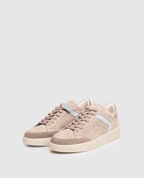 Canali Beige suede sneakers with logo RB01269491214