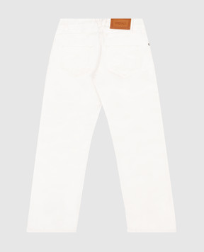 Versace Children's white jeans with logo patch 10183211A16917