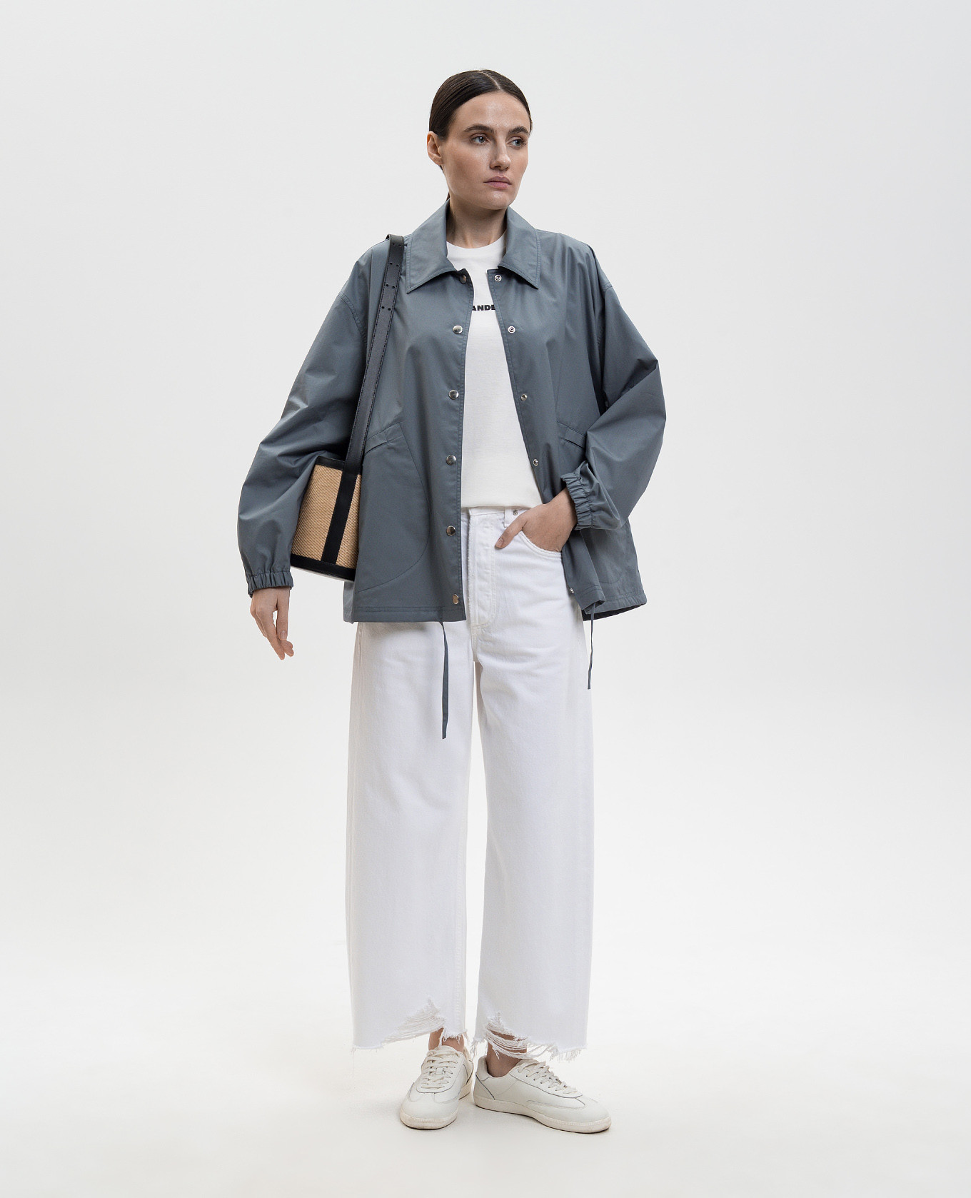

Grey jacket with logo Jil Sander