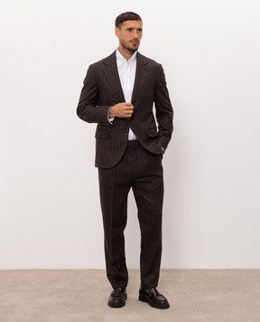 Brunello Cucinelli Brown striped wool and cashmere suit MV440LDTHH