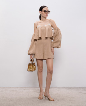 Twinset Beige linen jumpsuit with removable sleeves 261TF2100
