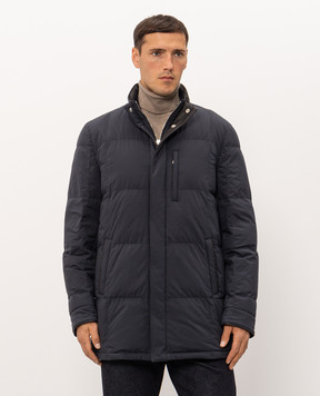 Enrico Mandelli Blue down jacket with deerskin 4T790B519V