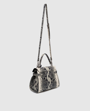 Gianni Notaro Beige leather satchel bag with reptile leather embossing 099PITSTAMPNIKEL