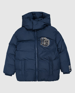Dolce&Gabbana Children's blue down jacket with a patch L4JB8JG7P8G814