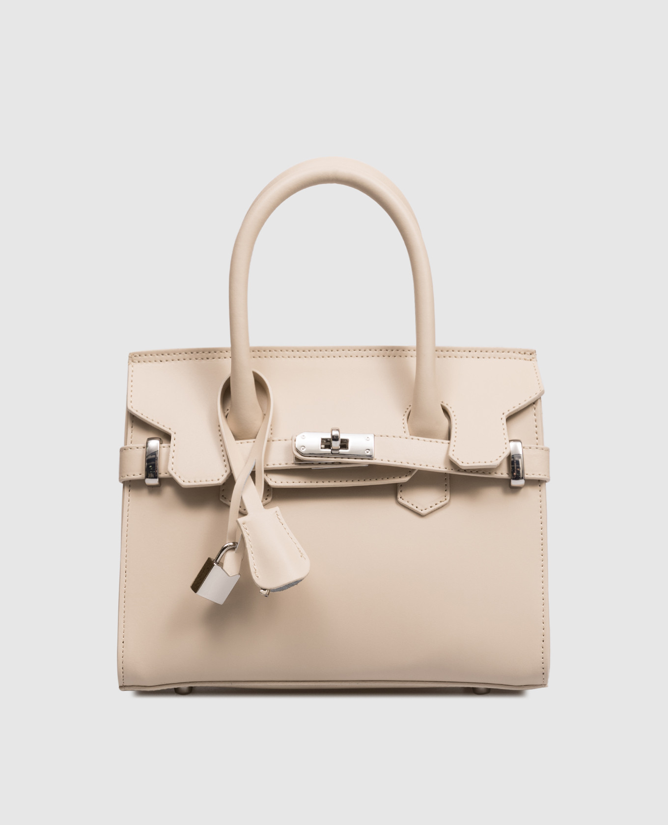 

Beige leather satchel bag Ruga with pendant Gianni Notaro