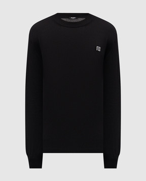 Balmain Black sweater with silk GH1KD000KJ53
