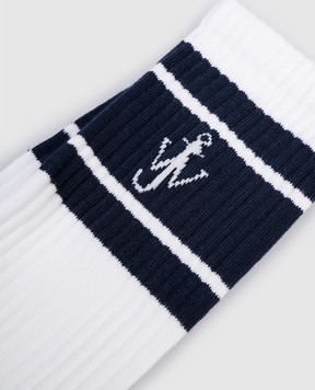 JW Anderson White socks with monogram pattern KW1530YN0509w